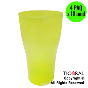 VASO COLA COLOR AMARILLO FLUO 4 PAQUETES x 10 UNIDADES